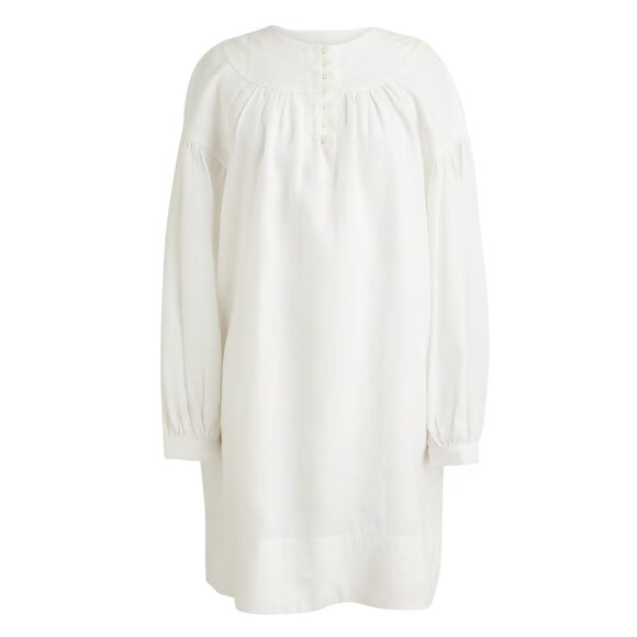 65. J. CREW Gathered popover dress in linen White Mini $178 EUC XS - Picture 2 of 2